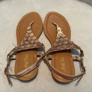 Me Too Rose Gold Sandals with 3D Floral Design